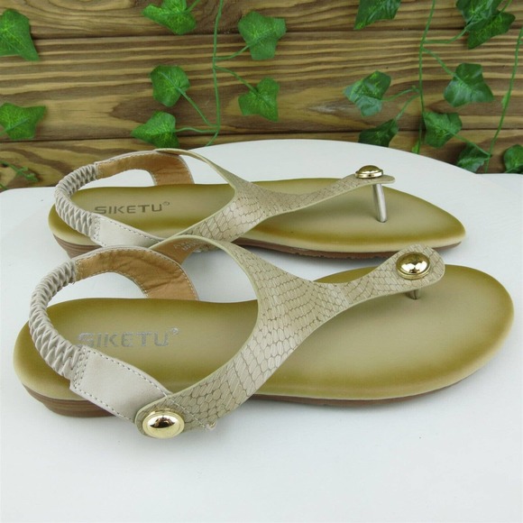 Siketu Women Thong Shoes Brown Synthetic Pull On Size 39 Medium (B, M) - Picture 3 of 6